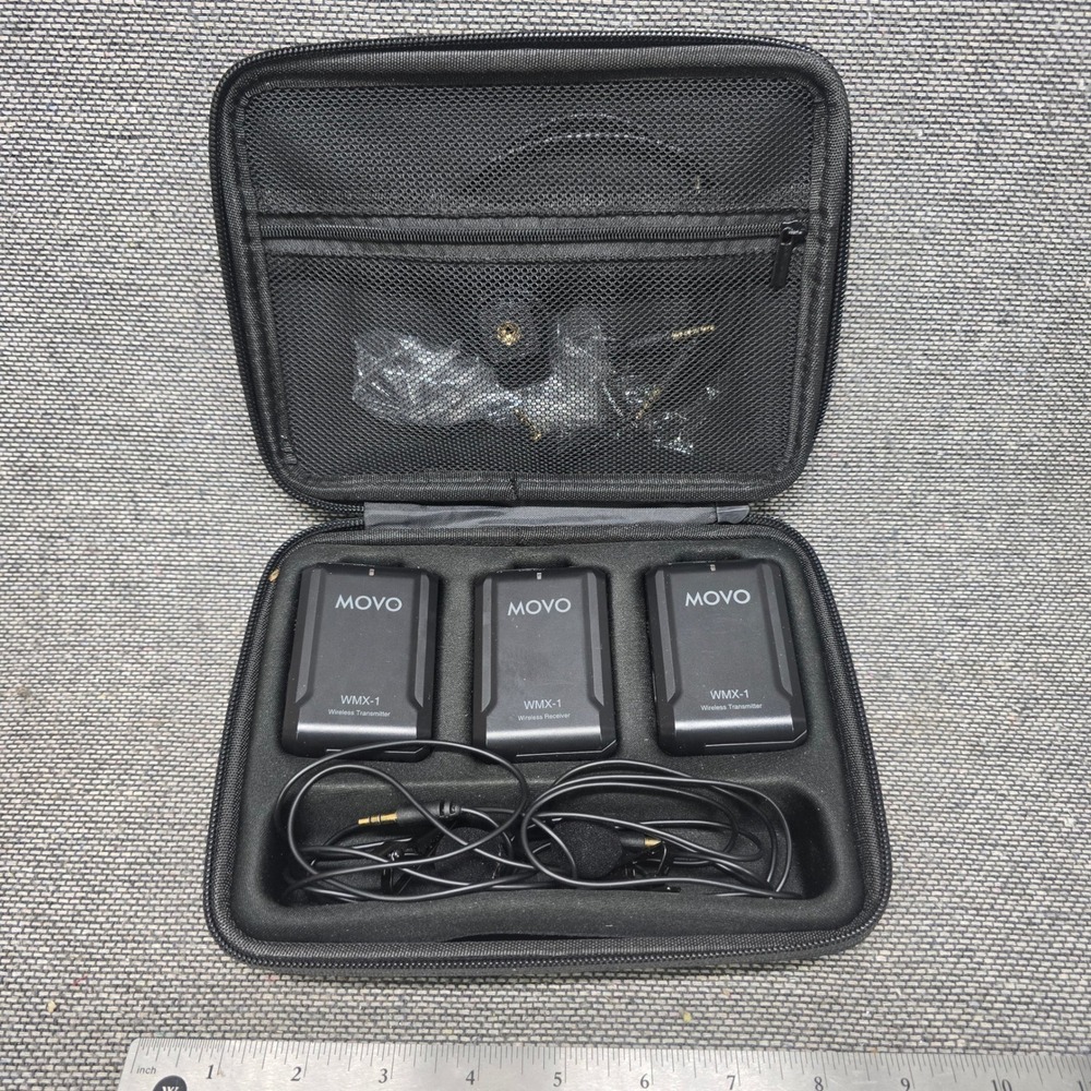 Movo WMX-1 Wireless Microphone System Lavalier Duo Kit Black Excellent WMX-1-DUO
